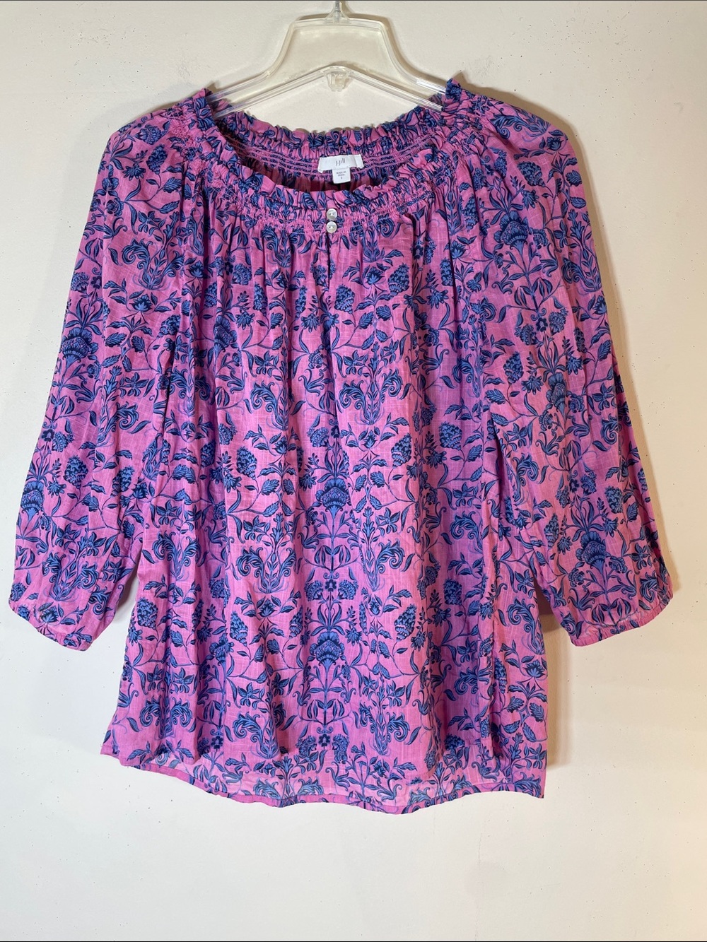 NEW! J. Jill Smocked Floral Top. Small. - Picture 2 of 11